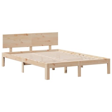 vidaXL Κρεβάτι Βιβλιοθήκη Χωρίς Στρώμα 150x200 εκ Μασίφ Ξύλο Πεύκου