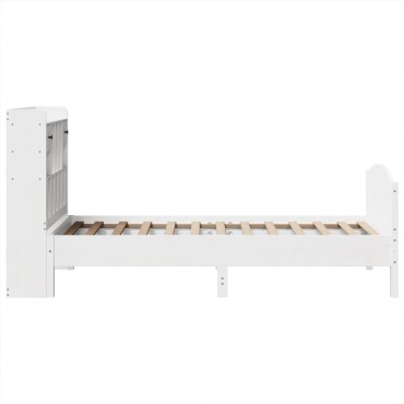 vidaXL Κρεβάτι Βιβλιοθήκη Χωρίς Στρώμα Λευκό 75x190 εκ Μασίφ Πεύκο