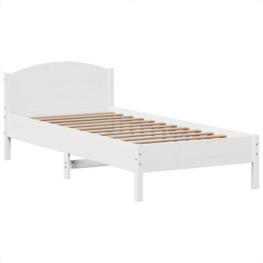 vidaXL Κρεβάτι Βιβλιοθήκη Χωρίς Στρώμα Λευκό 75x190 εκ Μασίφ Πεύκο