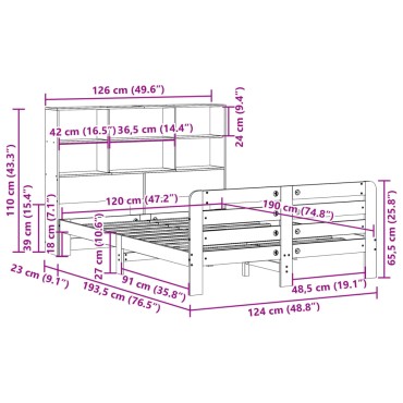 vidaXL Σκελετός Κρεβ. Χωρίς Στρώμα Καφέ Κεριού 120x190 εκ Μασίφ Πεύκο