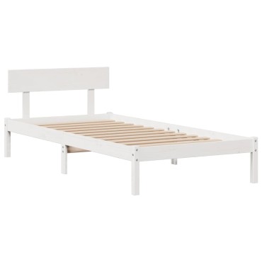 vidaXL Κρεβάτι Βιβλιοθήκη Χωρίς Στρώμα Λευκό 75x190 εκ Μασίφ Πεύκο
