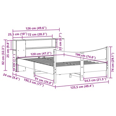 vidaXL Σκελετός Κρεβ. Χωρίς Στρώμα Καφέ Κεριού 120x190 εκ Μασίφ Πεύκο