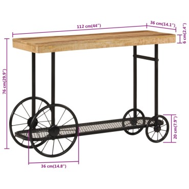 vidaXL Τραπέζι Κονσόλα 112x36x76cm από Μασίφ Ξύλο Μάνγκο/Σίδερο 1 τεμ.