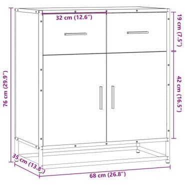 vidaXL Συρταριέρα Μαύρο 68x35x76cm Κατασκευασμένο ξύλο 1 τεμ.