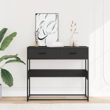 vidaXL Τραπέζι Κονσόλα Μαύρο 90x35x80cm Επεξεργασμένο Ξύλο 1 τεμ.