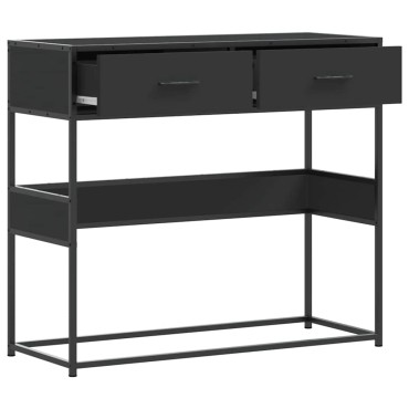 vidaXL Τραπέζι Κονσόλα Μαύρο 90x35x80cm Επεξεργασμένο Ξύλο 1 τεμ.