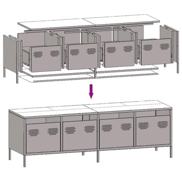 vidaXL Έπιπλο Τηλεόρασης Ροζ 135x39x43,5cm Ατσάλι Ψυχρής Έλασης
