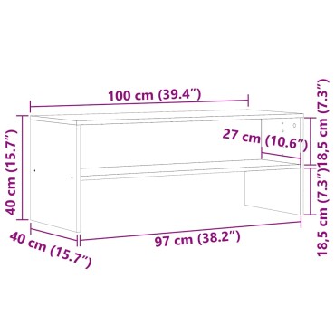 vidaXL Έπιπλο Τηλεόρασης Παλιό Ξύλο 100x40x40cm από Μοριοσανίδα