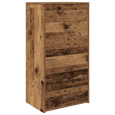 vidaXL Sideboard με 6 συρτάρια Παλαιό ξύλο 50x34x96cm Ξύλο μηχανής 1 τεμ.