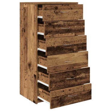 vidaXL Sideboard με 6 συρτάρια Παλαιό ξύλο 50x34x96cm Ξύλο μηχανής 1 τεμ.