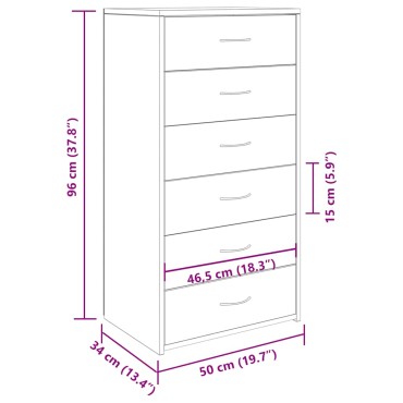 vidaXL Sideboard με 6 συρτάρια Παλαιό ξύλο 50x34x96cm Ξύλο μηχανής 1 τεμ.