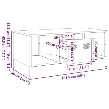 vidaXL Τραπεζάκι Σαλονιού Μαύρο 101,5x50x43,5cm Χάλυβα Ψυχρής Έλασης 1 τεμ.