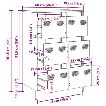vidaXL Ντουλάπι Μαύρο 68x39x101,5cm από Χάλυβα 1 τεμ.