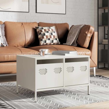 vidaXL Έπιπλο Τηλεόρασης Λευκό 68x50x43,5cm Χάλυβας Ψυχρής Έλασης
