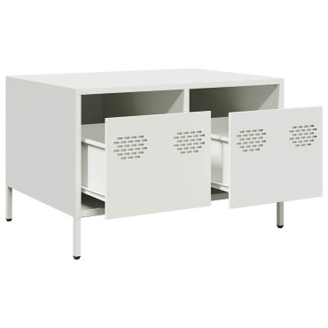 vidaXL Έπιπλο Τηλεόρασης Λευκό 68x50x43,5cm Χάλυβας Ψυχρής Έλασης