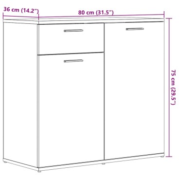 vidaXL Ντουλάπι με Συρτάρι Παλιό Ξύλο 80x36x75cm από Μοριοσανίδα 1 τεμ.