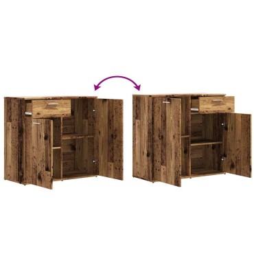 vidaXL Ντουλάπι με Συρτάρι Παλιό Ξύλο 80x36x75cm από Μοριοσανίδα 1 τεμ.