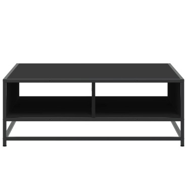 vidaXL Τραπεζάκι Σαλονιού Μαύρο 80x80x30cm από Επεξ. Ξύλο/Μέταλλο 1 τεμ.