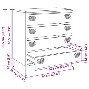 vidaXL Ντουλάπι Λευκό 68x39x73,5cm από Χάλυβα Ψυχρής Έλασης 1 τεμ.