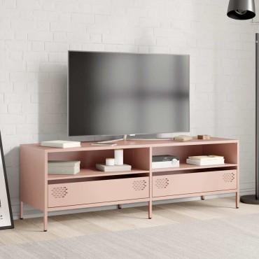 vidaXL Έπιπλο Τηλεόρασης Ροζ 135x39x43,5cm Ατσάλι Ψυχρής Έλασης