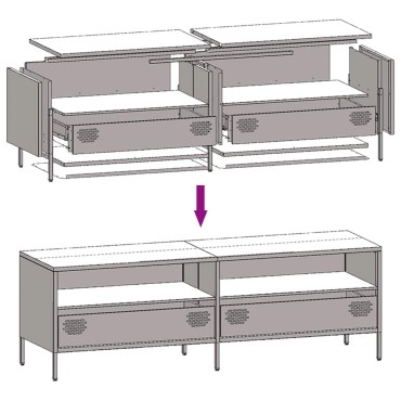 vidaXL Έπιπλο Τηλεόρασης Ροζ 135x39x43,5cm Ατσάλι Ψυχρής Έλασης