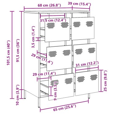 vidaXL Ντουλάπι Πράσινο Λαδί 68x39x101,5cm από Ατσάλι 1 τεμ.