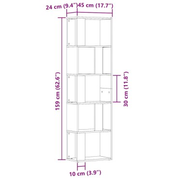 vidaXL Βιβλιοθήκη Artisan Δρυς 45x24x159cm Επεξεργασμένο Ξύλο 1 τεμ.