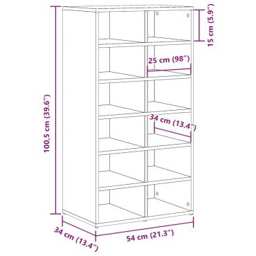 vidaXL Παπουτσοθήκη Παλιό Ξύλο Δρυς 54x34x100,5cm Επεξεργασμένο Ξύλο