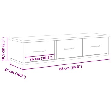 vidaXL Ντουλάπι Τοίχου Όψη Παλαιού Ξύλου 88x26x18,5 εκ 1 τεμ.