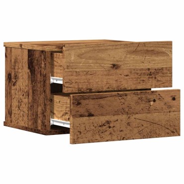 vidaXL Κομοδίνο Επιτοίχιο Όψη Παλαιού Ξύλου 40x32x30cm 1 τεμ.