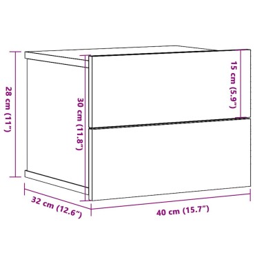 vidaXL Κομοδίνο Επιτοίχιο Όψη Παλαιού Ξύλου 40x32x30cm 1 τεμ.