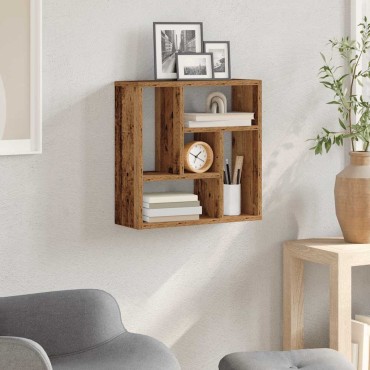 vidaXL Ραφιέρα Τοίχου Όψη Παλαιού Ξύλου 45x16x45cm από Επεξ. Ξύλο 1 τεμ.