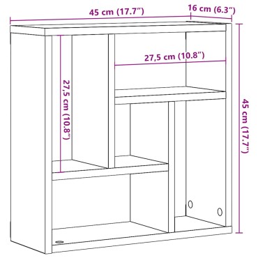 vidaXL Ραφιέρα Τοίχου Όψη Παλαιού Ξύλου 45x16x45cm από Επεξ. Ξύλο 1 τεμ.