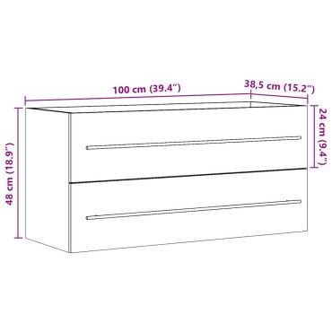 vidaXL Ντουλάπι Νιπτήρα Sonoma Δρυς 100x38,5x48cm Επεξ. Ξύλο 1 τεμ.