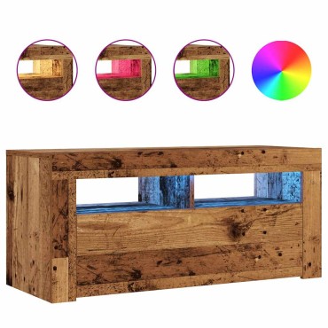 vidaXL Έπιπλο Τηλεόρασης LED Όψη Παλαιού Ξύλου 90x35x40cm Επεξ. Ξύλο