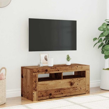 vidaXL Έπιπλο Τηλεόρασης LED Όψη Παλαιού Ξύλου 90x35x40cm Επεξ. Ξύλο