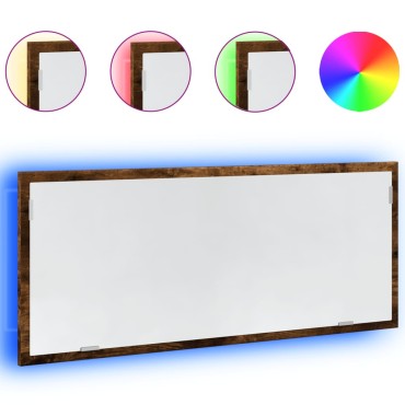 vidaXL LED Καθρέφτης Μπάνιου Καπνιστή Δρυς 100x8,5x37cm Επεξεργ. Ξύλο