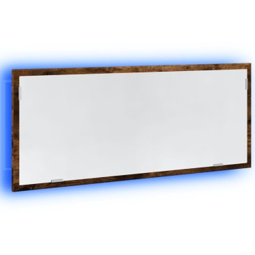 vidaXL LED Καθρέφτης Μπάνιου Καπνιστή Δρυς 100x8,5x37cm Επεξεργ. Ξύλο