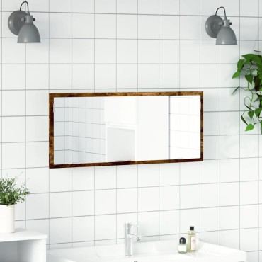 vidaXL LED Καθρέφτης Μπάνιου Καπνιστή Δρυς 100x8,5x37cm Επεξεργ. Ξύλο