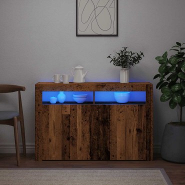 vidaXL Ντουλάπι με LED Όψη Παλαιού Ξύλου 115,5x30x75cm Επεξ. Ξύλο 1 τεμ.