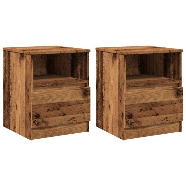 vidaXL Κομοδίνα 2 τεμ. Παλιό Ξύλο 40x40x50cm από Επεξεργασμένο Ξύλο
