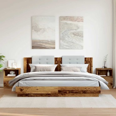 vidaXL Κομοδίνα 2 τεμ. Παλιό Ξύλο 40x40x50cm από Επεξεργασμένο Ξύλο