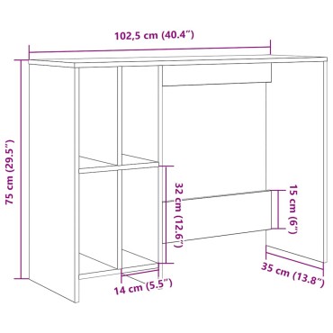 vidaXL Γραφείο Παλαιό Ξύλο 102,5x35x75cm Επεξεργασμένο ξύλο 1 τεμ.