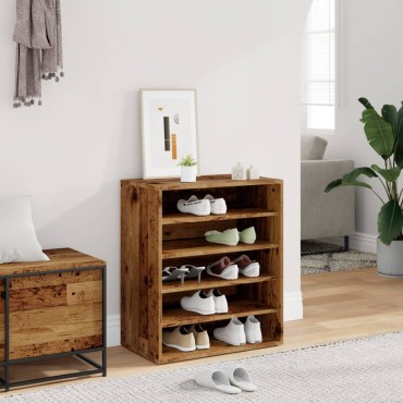 vidaXL Παπουτσοθήκη Παλιό Ξύλο 60x35x70cm από Μοριοσανίδα
