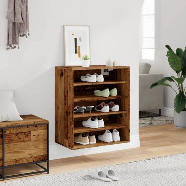 vidaXL Παπουτσοθήκη Παλιό Ξύλο 60x35x70cm από Μοριοσανίδα