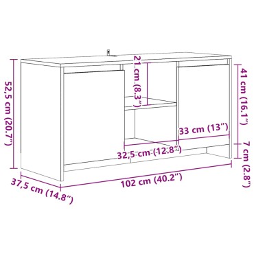 vidaXL Έπιπλο Τηλεόρασης Παλιό Ξύλο 102x37,5x52,5cm Επεξεργ. Ξύλο