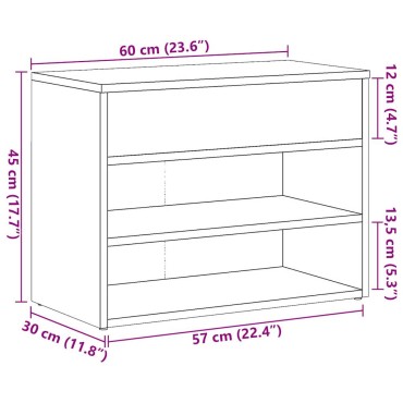 vidaXL Παπουτσοθήκη Παλιό Ξύλο 60x30x45cm από Μοριοσανίδα
