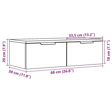 vidaXL Ντουλάπι Τοίχου Παλιό Ξύλο 68x30x20cm από Επεξεργασμένο Ξύλο 1 τεμ.