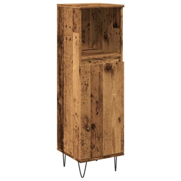 vidaXL Ντουλάπι μπάνιου Παλιό ξύλο 30x30x100cm Κατασκευασμένο ξύλο
