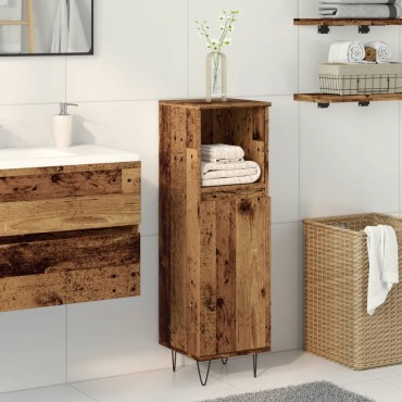 vidaXL Ντουλάπι μπάνιου Παλιό ξύλο 30x30x100cm Κατασκευασμένο ξύλο